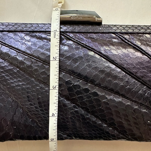 Kotur Snakeskin East West Clutch in Ink Blue/Purple Color and Crystal Closure - Picture 9 of 11